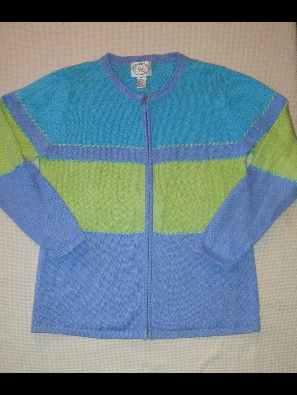 Stitches In Time Size M Zip Front Knit Sweater Cardigan